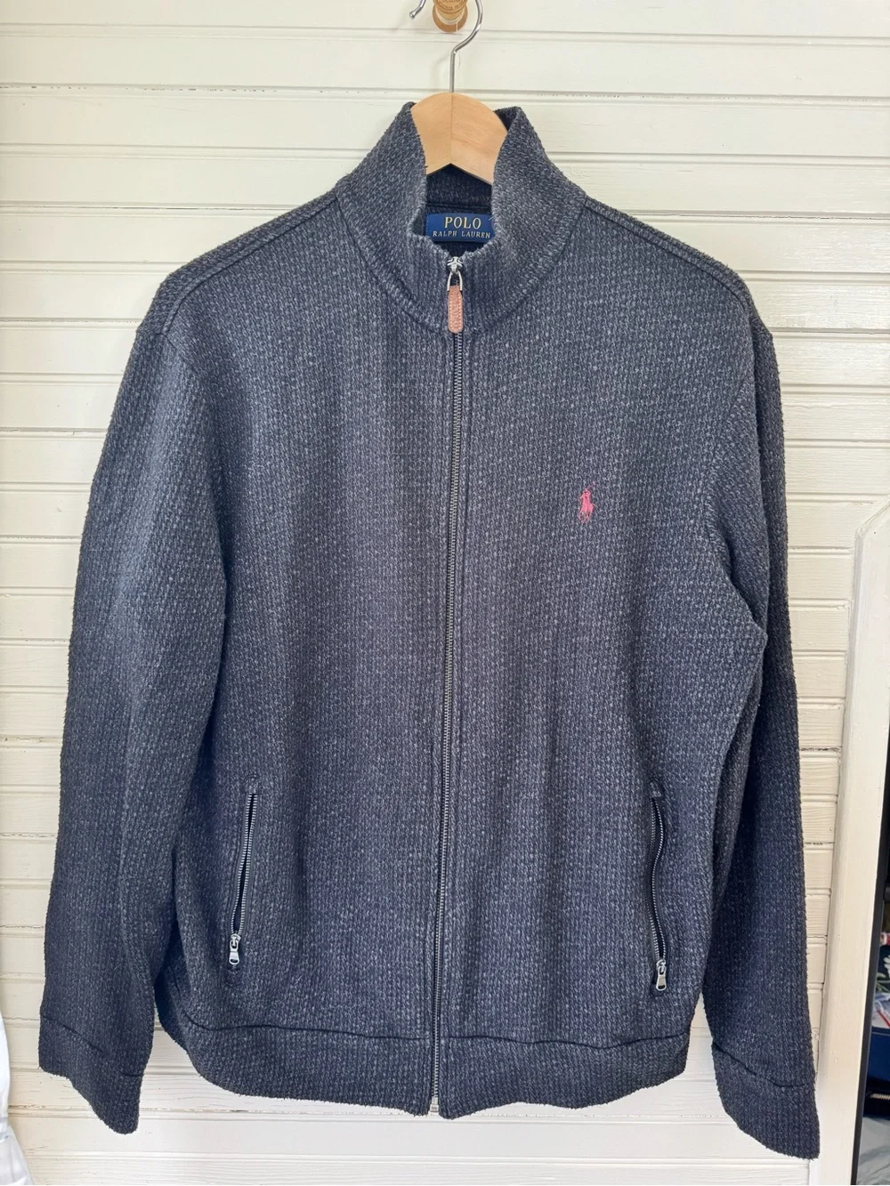Polo Ralph Lauren Men's Charcoal Deep Blue Zip-Up Sweater - Picture 1 of 9